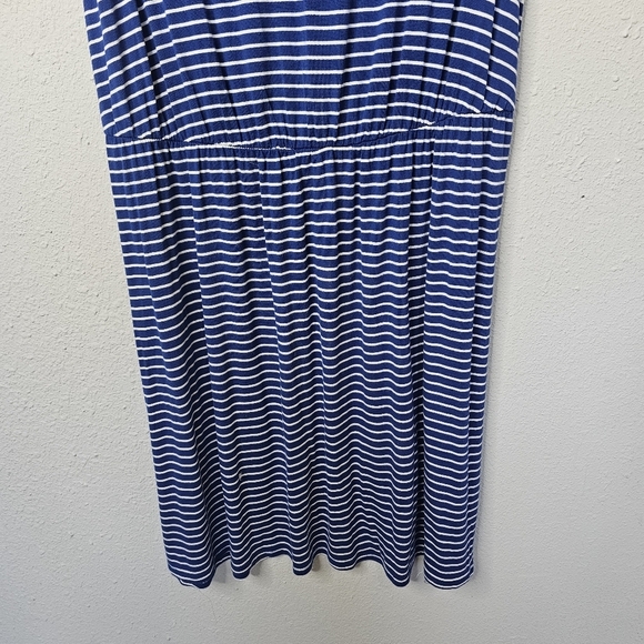 Merona Dress‎ Size XL Blue White Striped Tee Shirt Elastic Waist Midi Casual - Picture 3 of 10